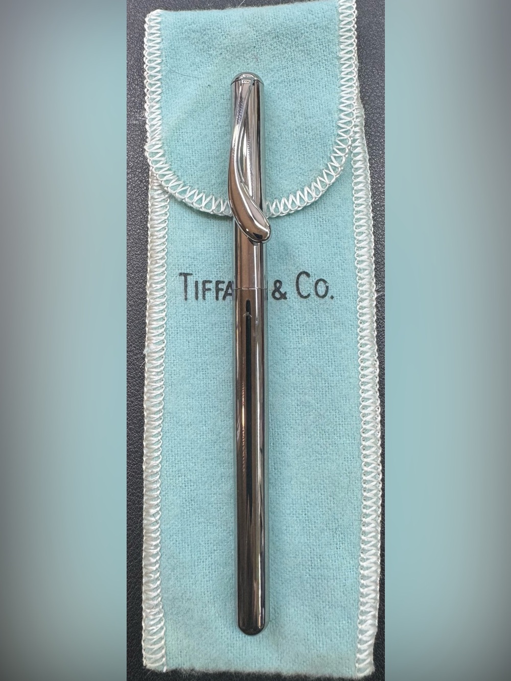 Tiffany & Co. Silver Ballpoint Pen with Tiffany Blue Pouch